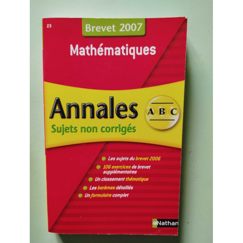 Mathématiques : Sujets non corrigés Brevet 2007