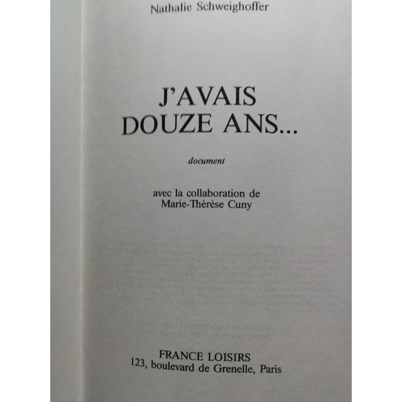J'avais douze ans