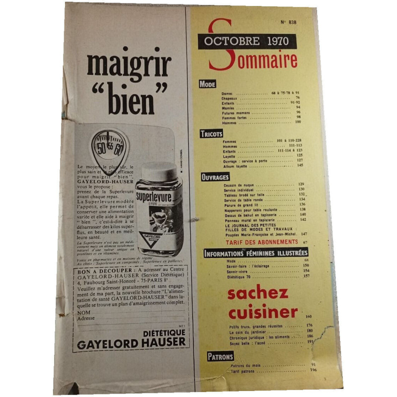 Sommaire octobre 1970 n°838