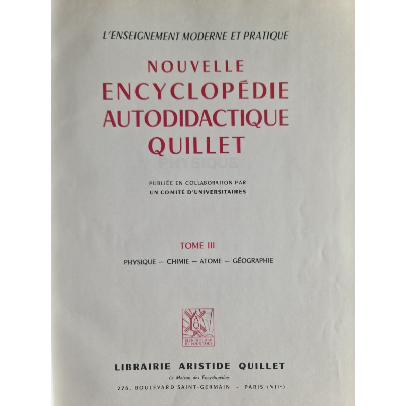 Nouvelle encyclopédie autodidactique Quillet Tome III