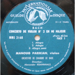 Concertos de Violon N°1 En La Mineur et N°2 En Mi Majeur
