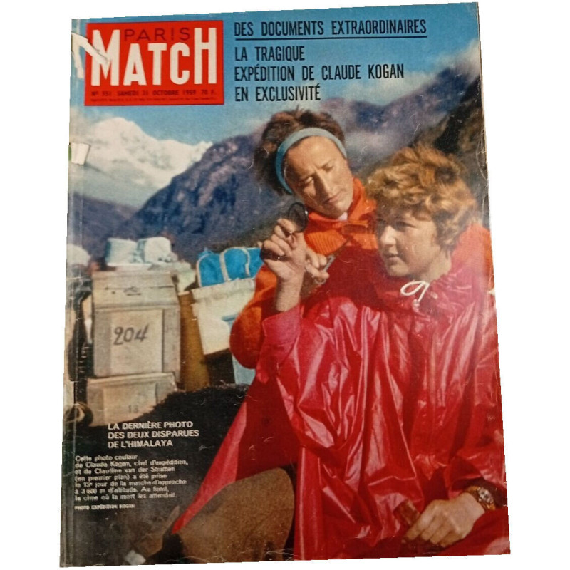 Paris Match n°551 La tragique expédition de Claude Kogan en...