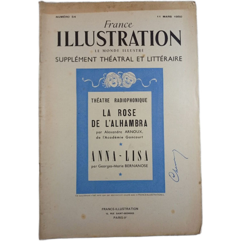 France Illustration n°54 Le Monde Illustré Supplément Théâtral et...