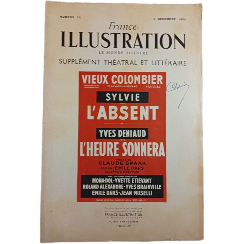 France Illustration n°72 Le Monde Illustre Supplément Théâtral et...