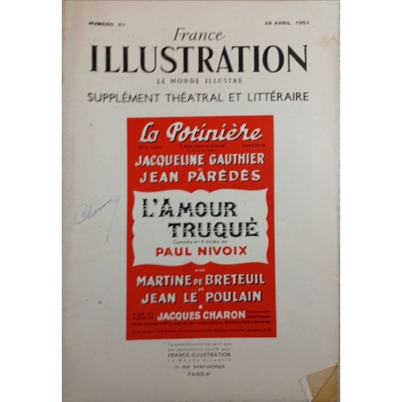 France Illustration n°81 Le Monde Illustré Supplément Théâtral et...