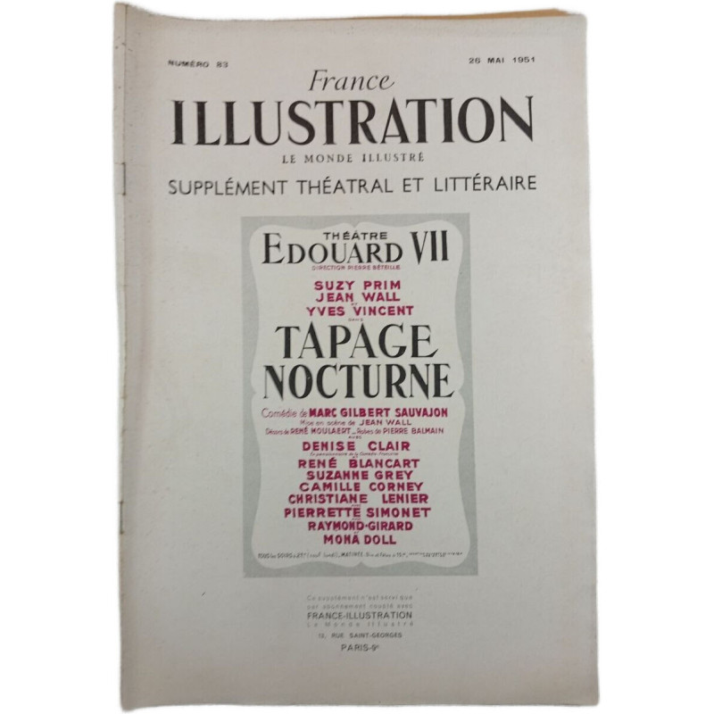 France Illustration n°83 Le Monde Illustré Supplément Théâtral et...