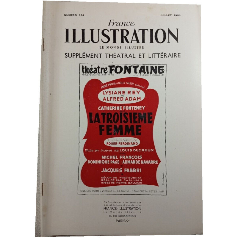 France Illustration n°134 Le Monde Illustré Supplément Théâtral et...