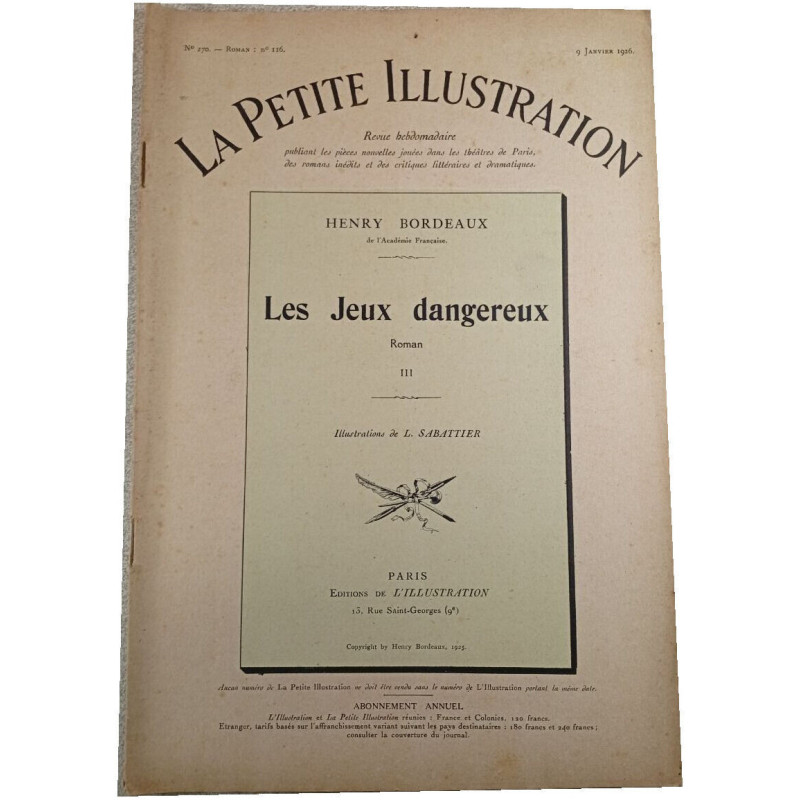 La Petite Illustration n°270 - Les Jeux dangereux 3