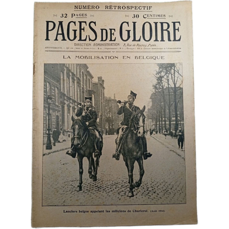 Pages de gloire numéro rétrospectif - La mobilisation en Belgique