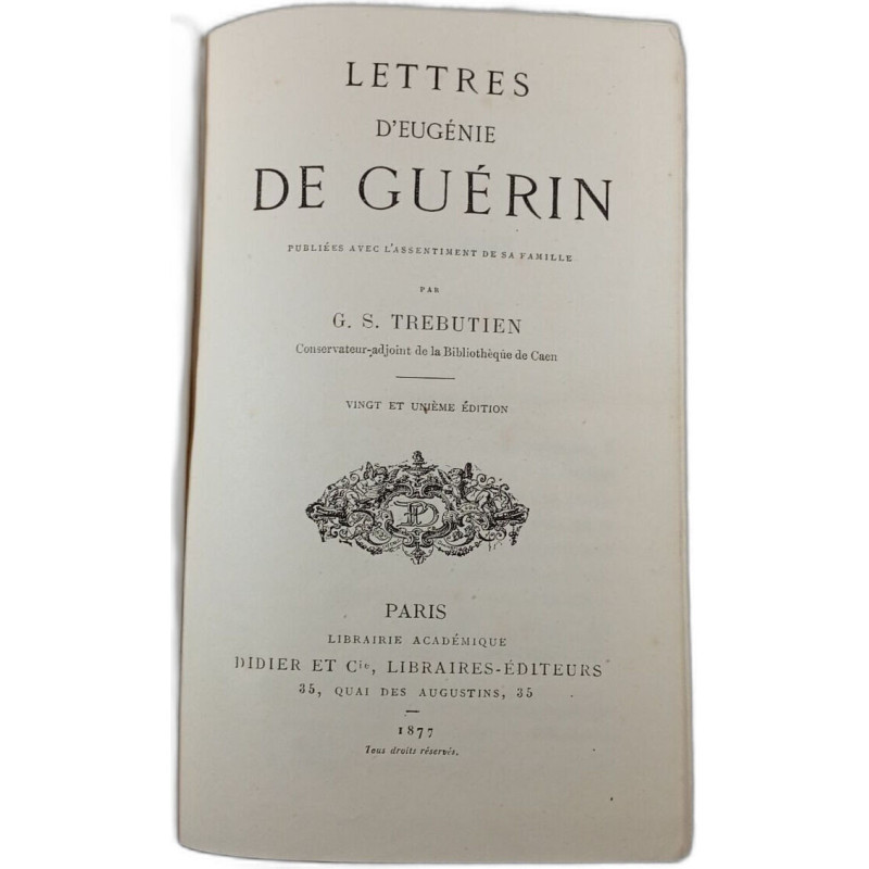 Lettres d'Eugénie de Guérin - Vingt et unième édition