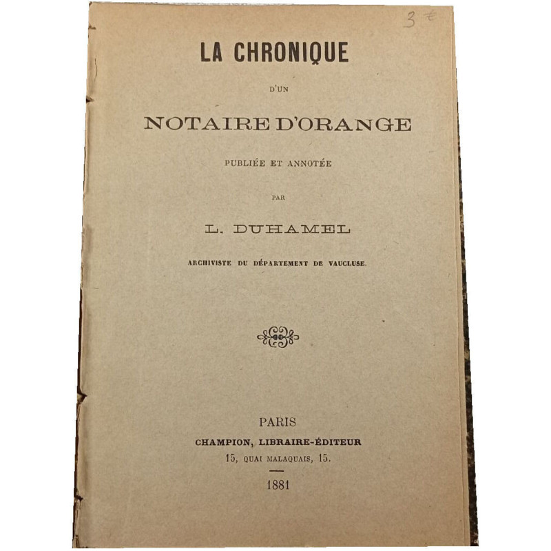 La chronique d'un notaire d'Orange