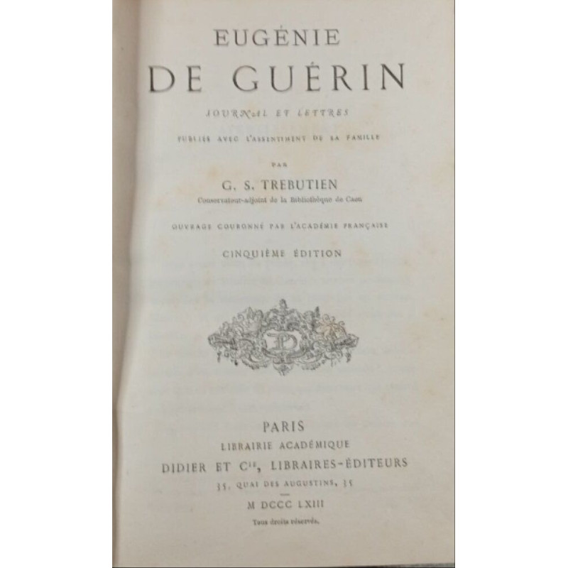 Eugénie de Guérin Journal et lettres - cinquième édition