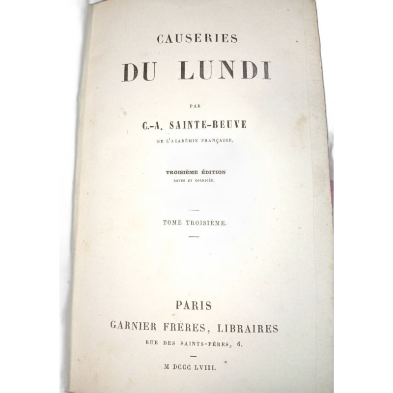 Causeries du lundi - Tome troisième