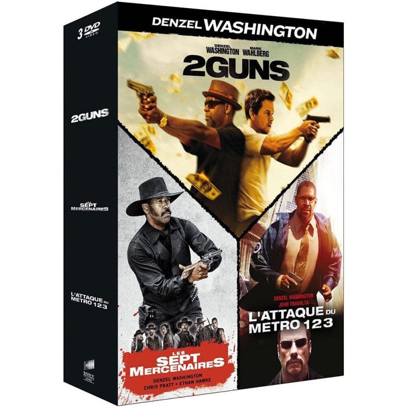 Coffret denzel washington 3 films : 2 guns , les sept mercenaires...