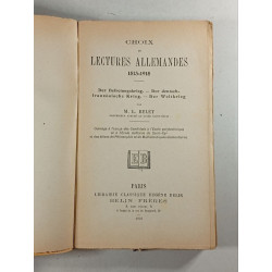 Choix de lectures allemandes 1813-1918