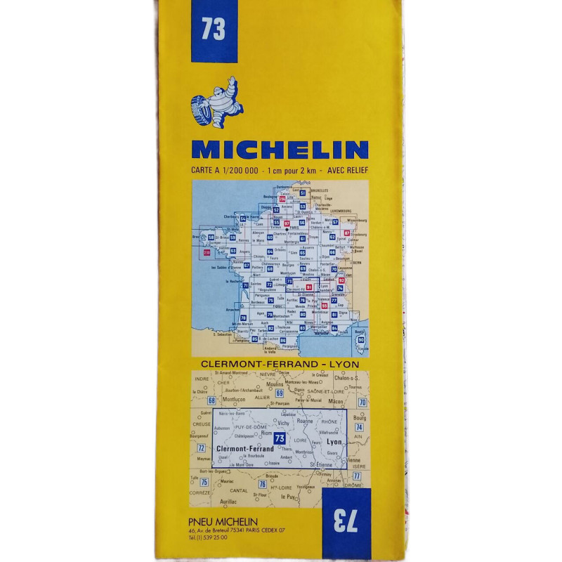 MICHELIN CARTE A 1/200 000 - 1 cm pour 2 km - AVEC RELIEF