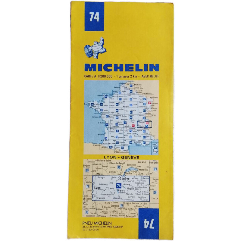 Carte 1/200 000 - 1 cm pour 2 km - Avec relief nº 74