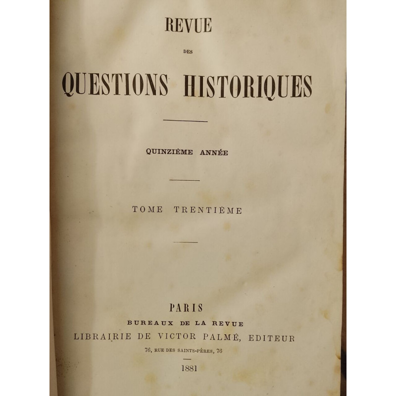 Revue des questions historiques
