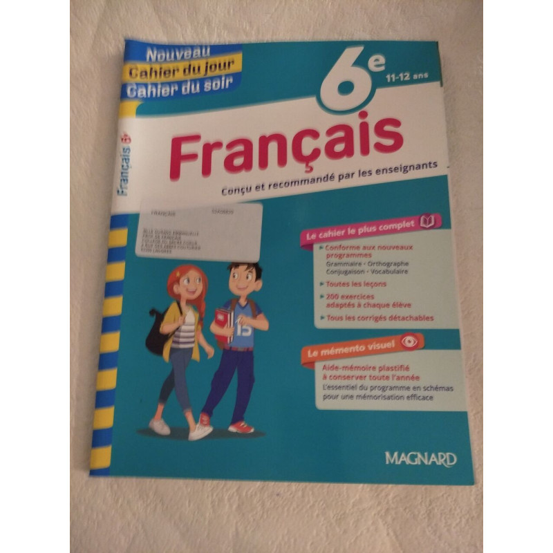 Nouveau Cahier du jour Cahier du soir Français 6e