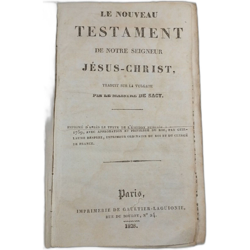 Le nouveau testament de notre seigneur Jésus-Christ