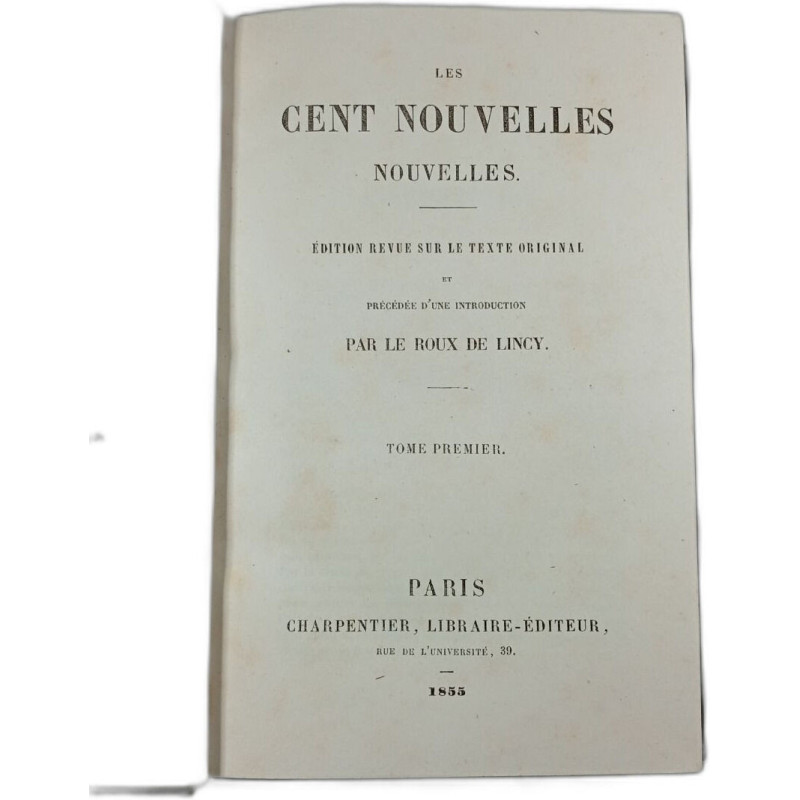 Les Cent Nouvelles Nouvelles Tome Premier