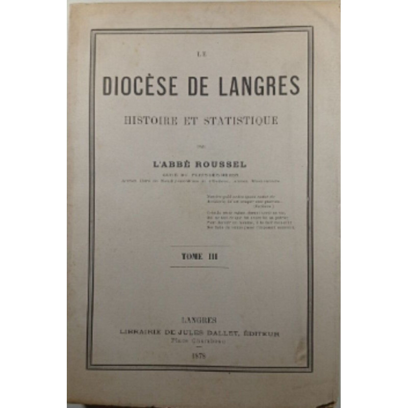 Le Diocèse de Langres Histoire et statistique