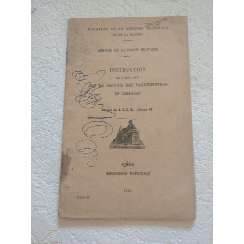 Instruction sur le service des vaguemestres en campagne