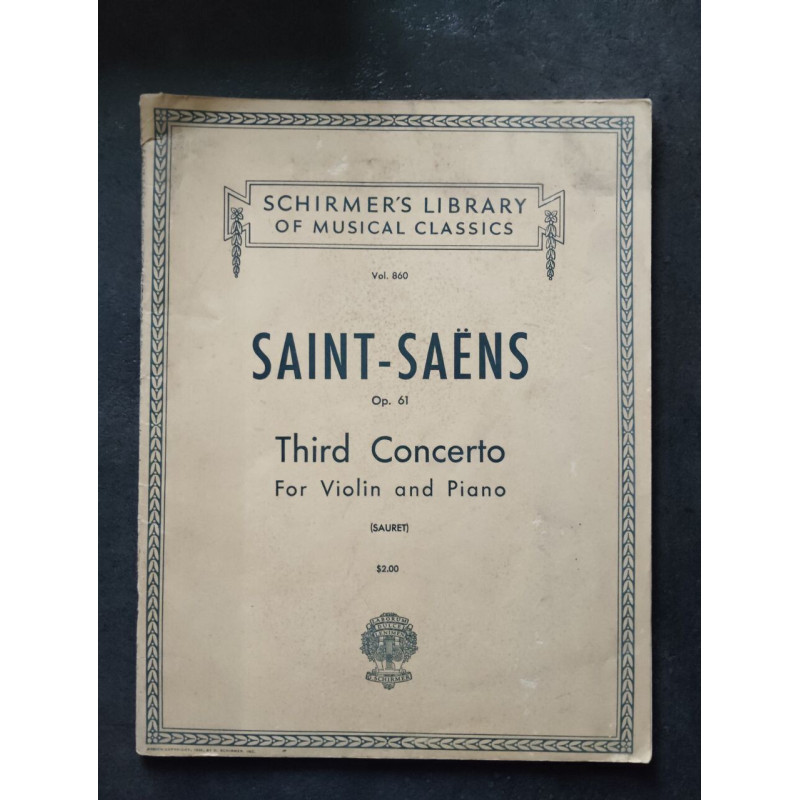 Livre - Saint-Saens :Third Concerto for Violin and Piano