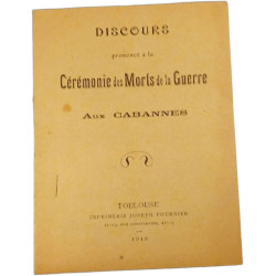 Discours prononcé à la Cérémonie des Morts de la Guerre aux Cabannes