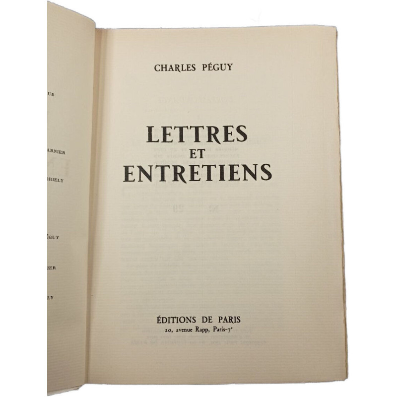 Lettres et entretiens