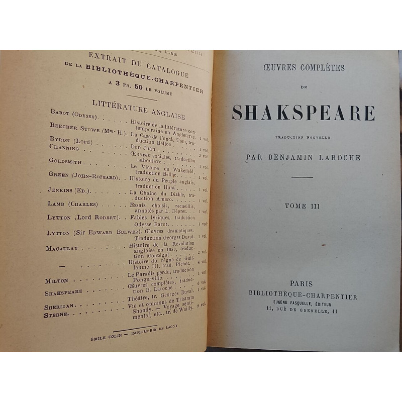 Œuvres complètes de Shakespeare III