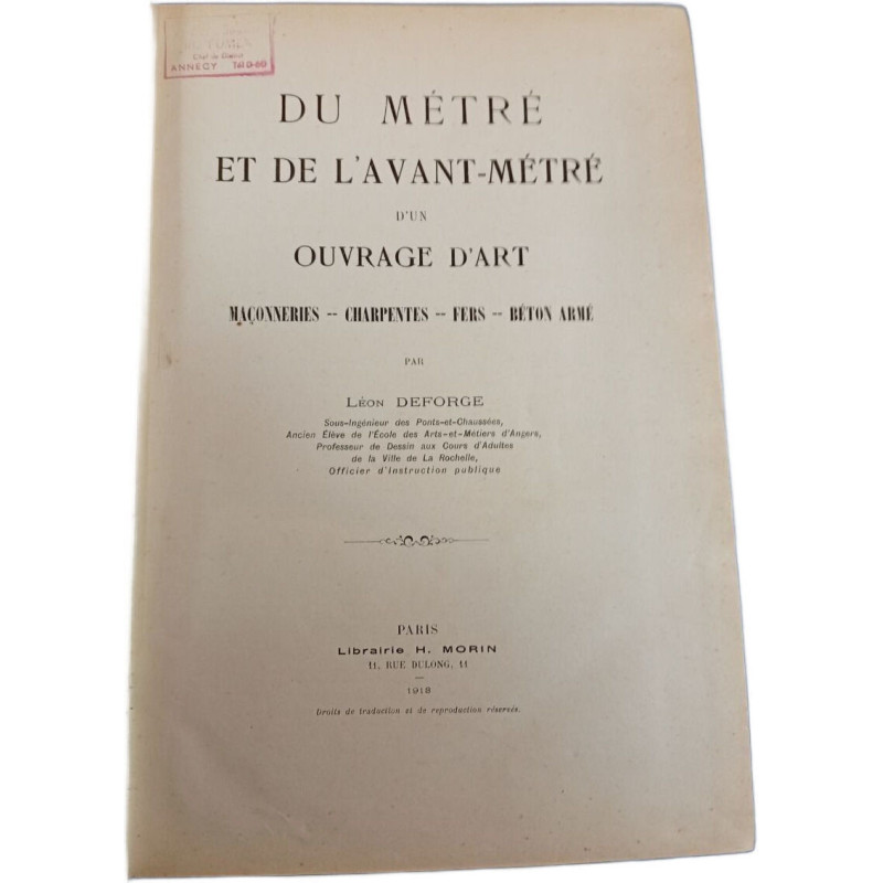 Du métré et de l'avant-métré d'un Ouvrage d'Art