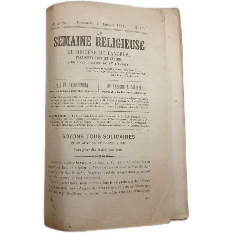 La semaine religieuse du diocese de langres Année 1871