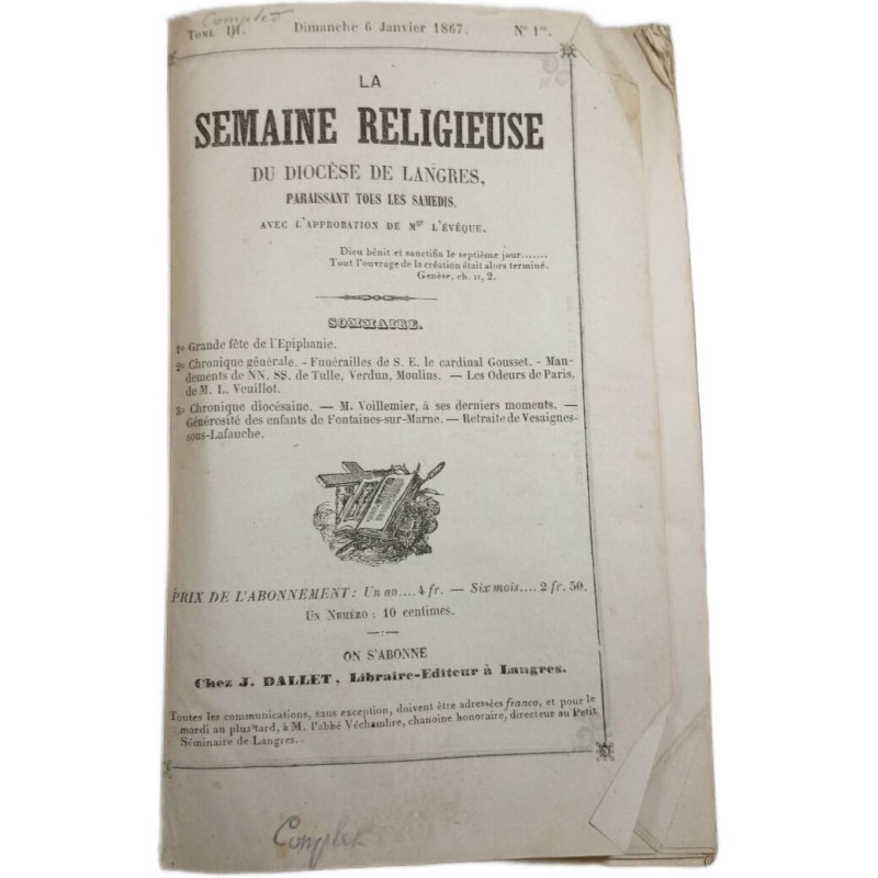 La semaine religieuse du diocese de langres Année 1867