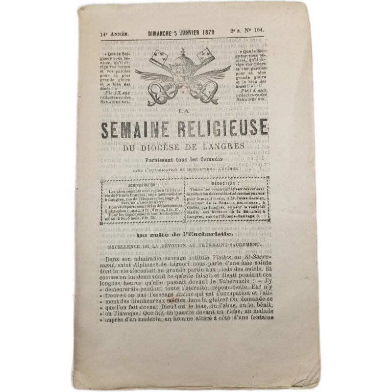 La semaine religieuse du diocese de langres Année 1879