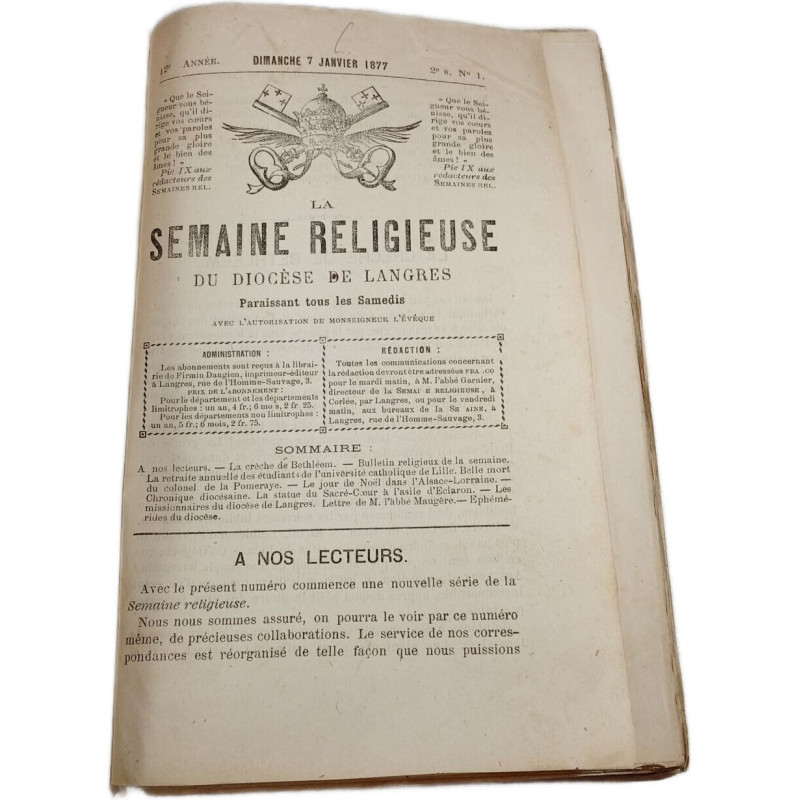 La semaine religieuse du diocese de langres Année 1877