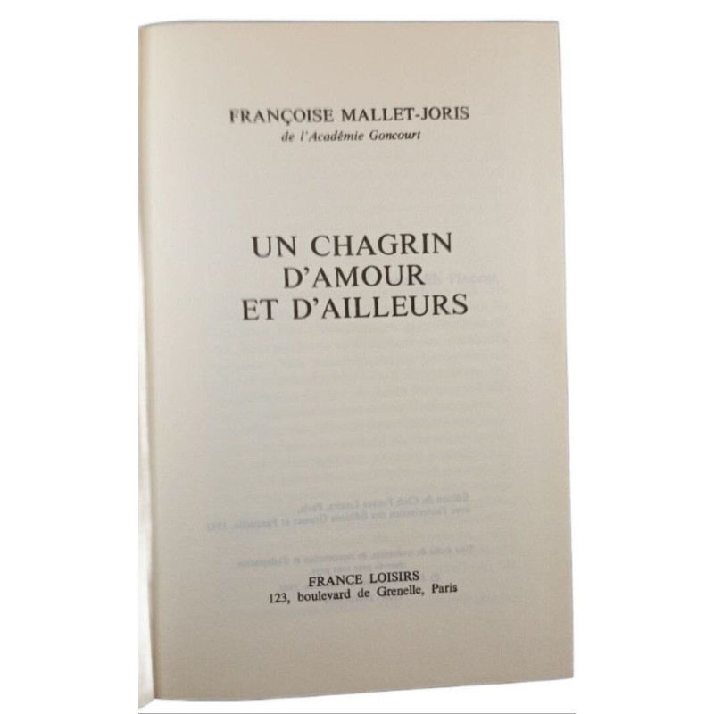 Un chagrin d'amour et d'ailleurs