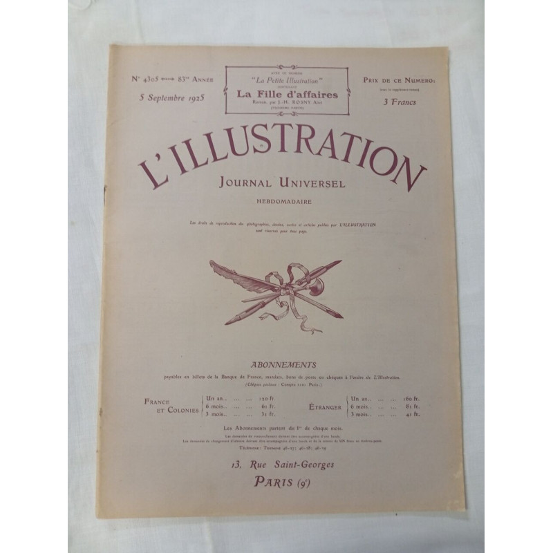 L'Illustration Journal Universel Hebdomadaire / N° 4300 /août 1925