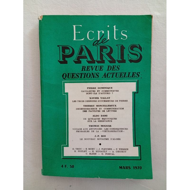 Écrits de Paris : Revue des questions actuelles - mars 1970