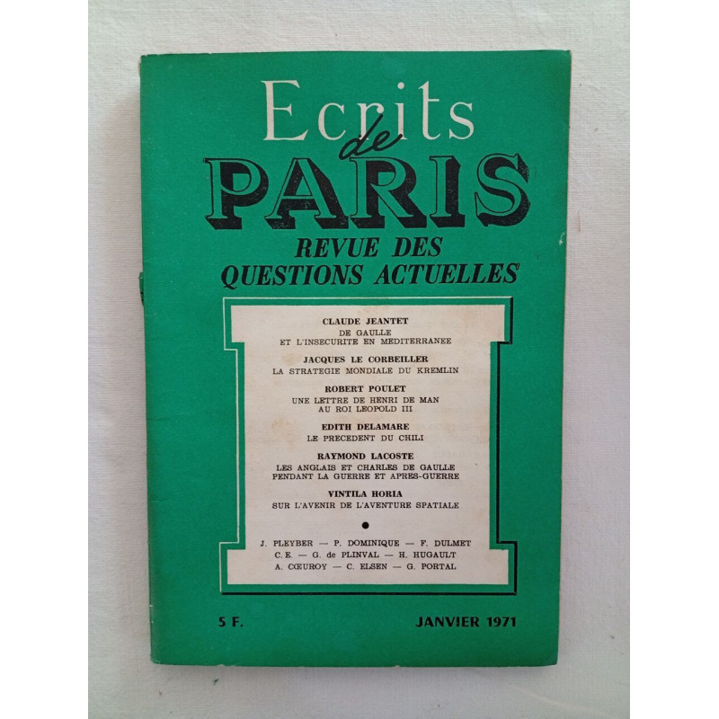 Écrits de Paris : Revue des questions actuelles - janvier 1971